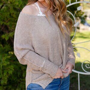Bluivy Loose Open Knit Sweater - Taupe